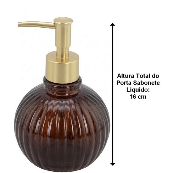 Porta Sabonete Líquido 335ml De Vidro Marrom